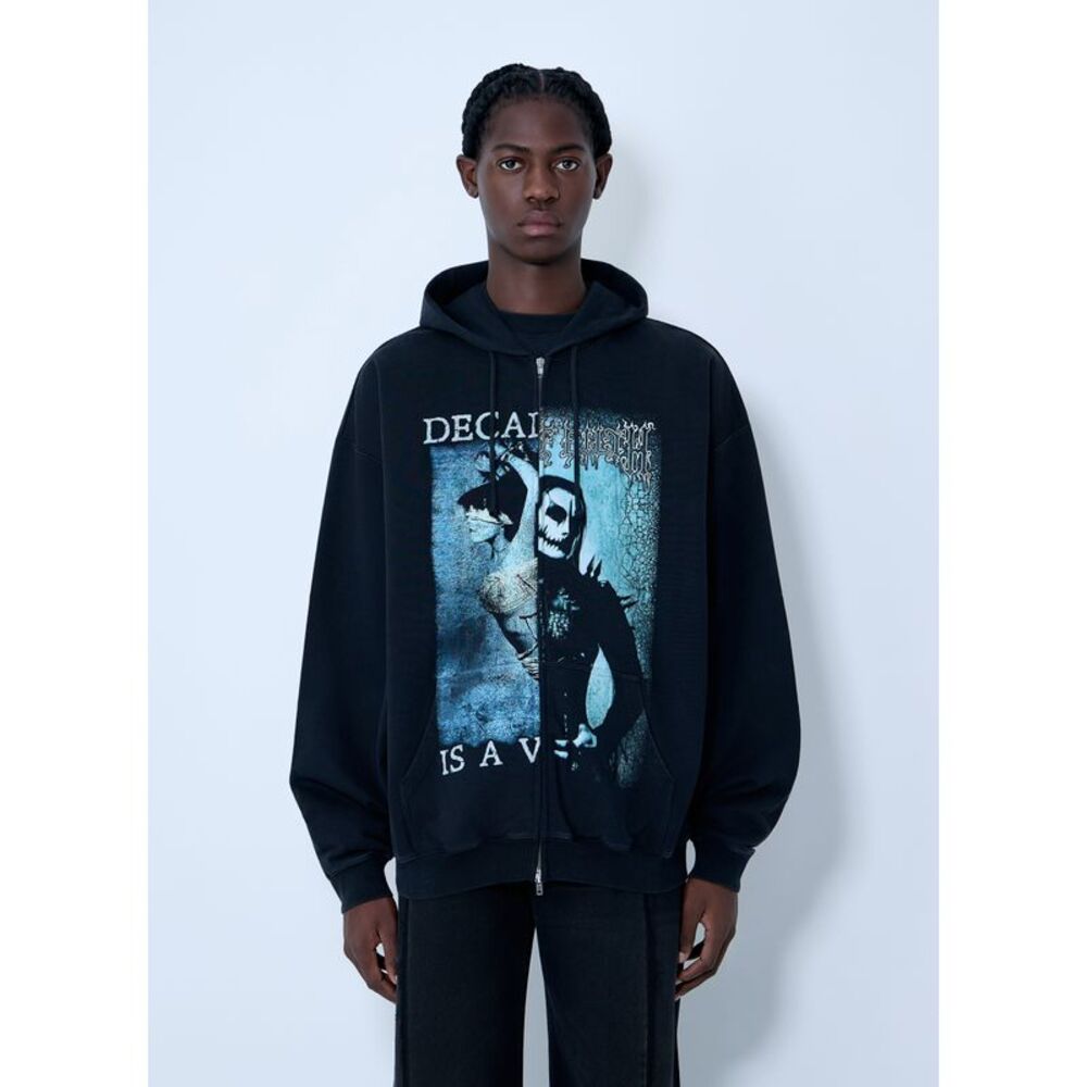 Vetements Men Cof Cut-Up Zip-Up Hooded Sweatshirt
